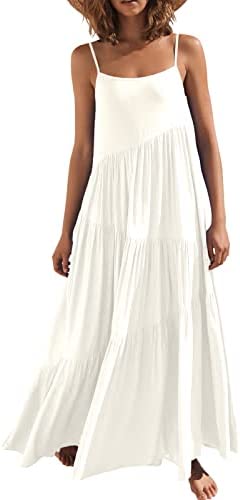 ANRABESS Women’s Summer Asymmetric Tiered Maxi Dress