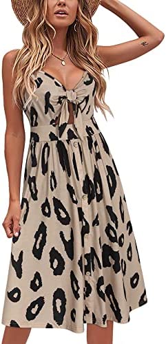 Floral V Neck Tie Front Dress with Pockets for Women