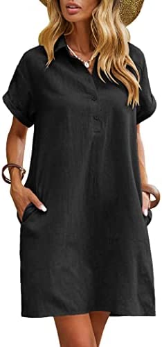 Zeagoo Women’s Cotton Shirt Dress with Pockets