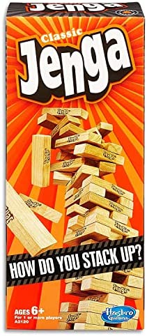 Jenga Classic Game: Genuine Hardwood Blocks, Stacking Tower for Kids 6+